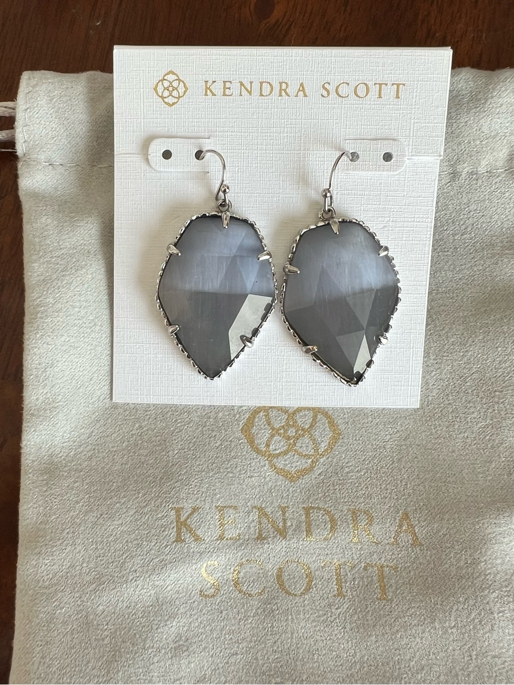 Kendra Scott Corley Slate Cat’s Eye Drop Earrings Silver
